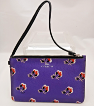 COACH Bramble Rose Wristlet F56027 Printed Coated Canvas Purple Silver - £15.90 GBP