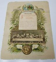 Lutheran German Confirmation Color Proclamation Certificate Antique 1902  - $37.95