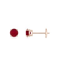 ANGARA Natural 0.3 Ct AA-Grade Round Ruby Stud Earrings in 14K Solid Gold - £270.13 GBP