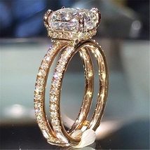 18k Gold Double-decker Diamond Crown Rings white Topaz rincess Anillos Bague Rin - £20.11 GBP