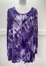 LIVI Active Purple Tie Dye Top Womens 22/24 Crossover Open Back Long Sleeve NWT - £22.48 GBP