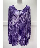 LIVI Active Purple Tie Dye Top Womens 22/24 Crossover Open Back Long Sle... - £22.04 GBP