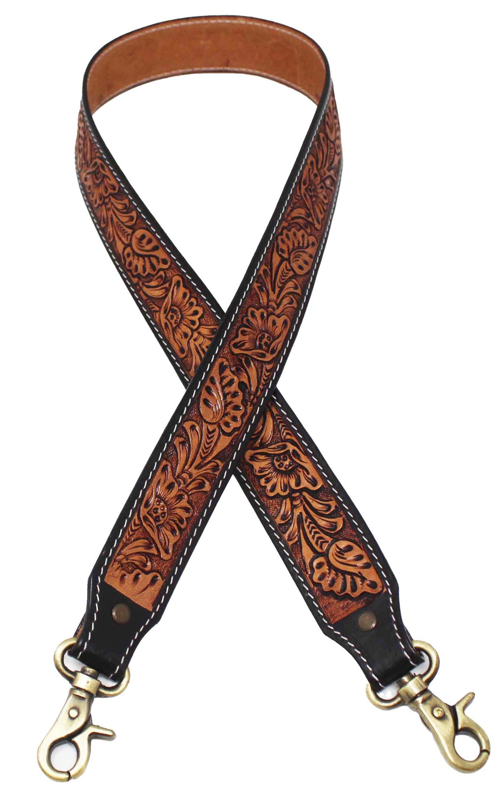 Western Floral Tooled Leather Replacement Shoulder Purse Guitar Cross Body - $52.46+