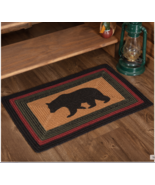 Black Bear Jute Braided Throw Rug 20x30 inch Country Cabin Lodge - $38.75