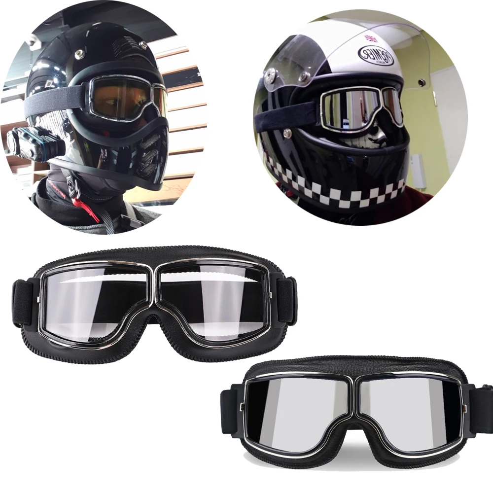 Motorcycle Helmet Goggles Retro Foldable Motorcycle Glasses Windproof Motocross - £14.38 GBP+