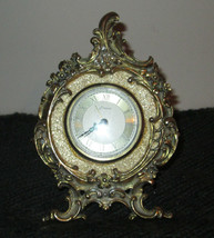 Vintage Endura Floral Brass Round Alarm Clock Footed West Germany - £40.07 GBP