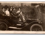 RPPC Carload Of Young People Driving Prop Automobile Car 1908 Postcard P25 - £3.52 GBP