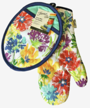 Fiesta Splash Kitchen Pot Holder Oven Mitt Set of 2 Summer Beach 100% Co... - £24.19 GBP