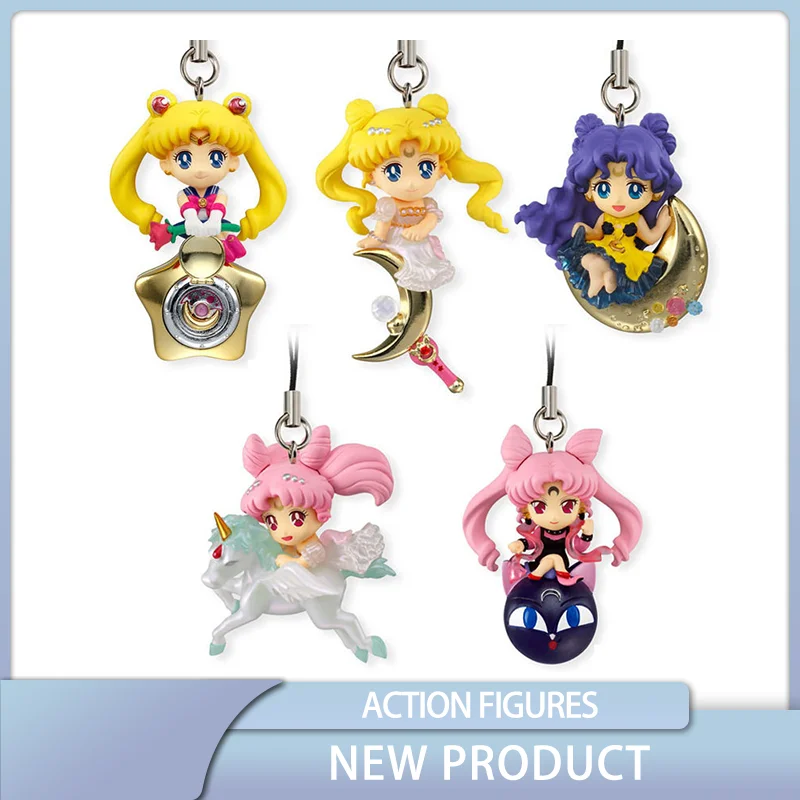 5pcs Sailor Moon Key Chain Tsukino Usagi Chibiusa Q-version Pendant Anime Figure - £19.33 GBP