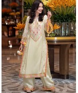 Readymade Palazzo Suit embroidery Mirror sequin Party Wear Pom Pom Lace ... - $65.28