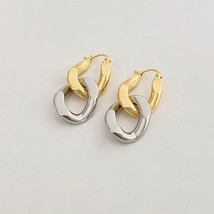 Peri&#39;sBox Two-Tone Cuban Chain Drop Earrings Detachable Twisted Hollow Hanging E - £10.91 GBP