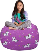 Childrens Toy Organizer, Large-38in, Canvas Unicorn and Rainbows on Purple - £40.75 GBP