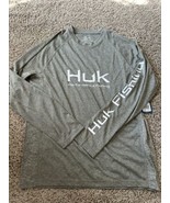 HUK Men&#39;s Pursuit Long Sleeve T-Shirt Moss Heather Size Small Performanc... - $18.69