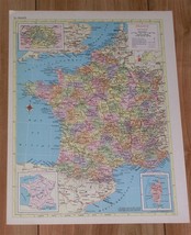 1953 Vintage Map Of France Paris / Verso Belgium Netherlands Holland - £13.45 GBP