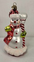 Christopher Radko Cherry Ice Snowman Hand-Made Ornament 2002 Blown Glass - £28.73 GBP