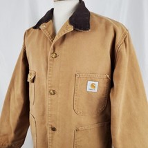 Vintage Carhartt Duck Canvas Work Jacket Blanket Lined Size 48 Chore Coat USA - £58.98 GBP