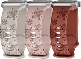 3 Pack Snowflake Engraved Bands Compatible with iWatch (42mm 44mm 45mm 4... - $11.64