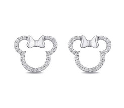 0.33Ct Corte Redondo Moissanita Mouse Tachuelas Pendientes En 14K Blanco Oro - $65.89