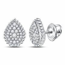 10kt White Gold Womens Round Diamond Teardrop Earrings 1/4 Cttw - £240.97 GBP
