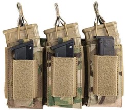 MOLLE Triple Open Top 5.56 &amp; Pistol Magazine Pouch Tactical Mag Carrier - £13.62 GBP