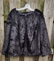 Worthington Women&#39;s 2X Jacket Black Faux Fur Shrug - $26.59