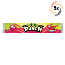 5x Packs Sour Punch Strawberry Flavor Mouthwatering Sour Straws Candy | 2oz - £10.92 GBP