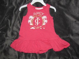 Juicy Couture Baby Girl Pink Drop Waist Ruffle Dress 12-18 Gold Logo Tank - £11.81 GBP