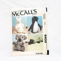 Australian Plush Kangaroo Platypus Koala Penguin McCalls 6400 Sewing  1978 - £17.86 GBP