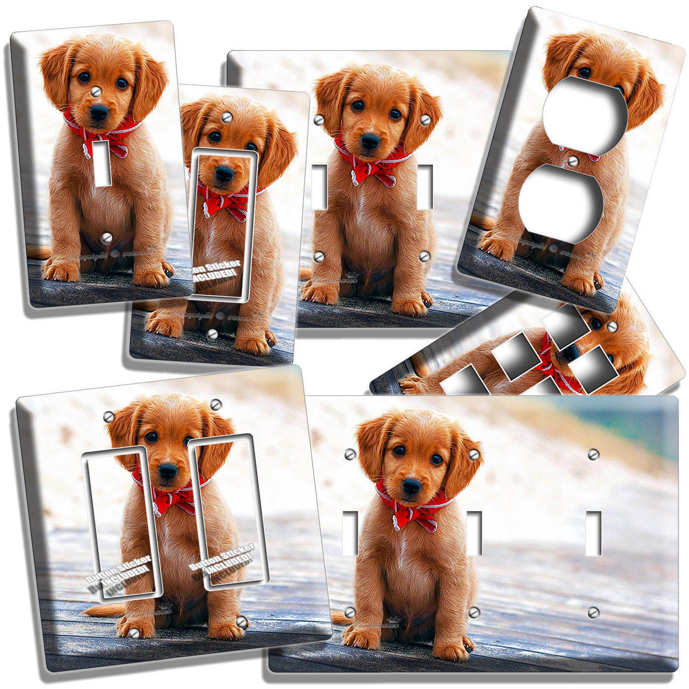 CUTE PUPPY DOG BEACH RED BANDANA LIGHT SWITCH OUTLET WALL PLATE COVER ROOM DECOR