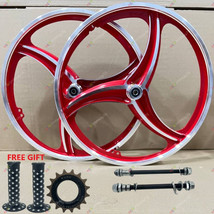 Pair of 20&quot; Bicycle Wheels RED Set 3 SPOKE FOR GT DYNO HARO any BMX BIKE - £89.20 GBP