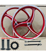 Pair of 20&quot; Bicycle Wheels RED Set 3 SPOKE FOR GT DYNO HARO any BMX BIKE - £87.44 GBP