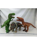 Rubber Dinosaur Lot Tyrannosaurus Triceratops Velociraptor 2011 2012  - £33.16 GBP