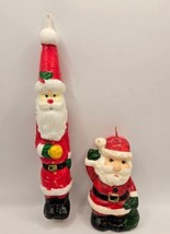 2 Vintage Christmas Santa Clause Candles New Old Stock Wax St Nicholas 1980&#39;s - £11.73 GBP
