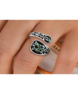Green crystal leaf sterling silver spoon ring - €18,68 EUR