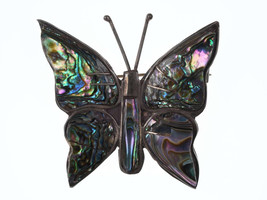 Vintage Mexican Sterling abalone butterfly pin - $36.38