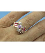 Enamel Cz Multiple Butterfly Ring Sz 6 - £14.20 GBP