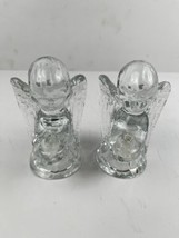 Pair of Biedermann Crystal Glass Angel Candle Holders VINTAGE - £4.77 GBP