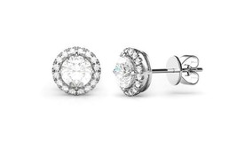 3.44 CTTW Halo Stud Earrings with Swarovski Element Crystals FREE Shipping - £22.29 GBP