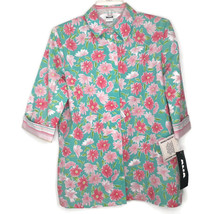 Alia Womens Size 8 Blouse 3/4 Sleeve Button Front Collared Floral New  - £12.58 GBP