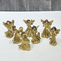 7 Vintage Gold Hand Painted Christmas Angels Musicians Figurines Small  - $33.66