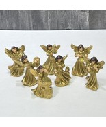 7 Vintage Gold Hand Painted Christmas Angels Musicians Figurines Small  - £26.48 GBP