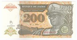 Zaïre, 200 Nouveaux Zaires, 1994, P61, UNC - $10.44