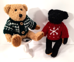 1988 ​Chrisha Playful Plush Lot of 2 Plush Bears - Red and Green Sweater... - £10.95 GBP