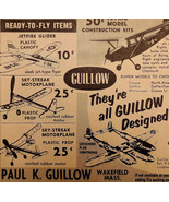 1974 Paul K Guillow Airplane Model Supply Advertisement Aviation Kits DW... - $27.43 CAD