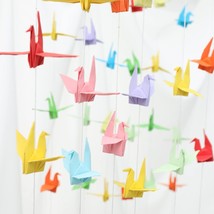 Origami Paper Cranes Garlands Rainbow Premade Folded Handmade Colorful Birds Han - £17.27 GBP