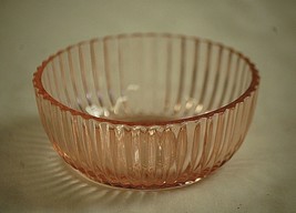 Queen Mary Pink Depression Glass Anchor Hocking 4-1/2&quot; Fruit Dessert Bowl Ribbed - £13.44 GBP