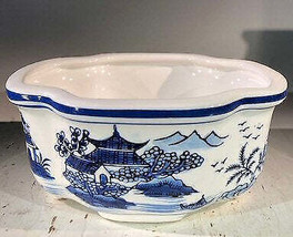 &quot;Blue on White Porcelain Bonsai Pot - Rectangle 8.5&quot;&quot; x 6.5&quot;&quot; x 4&quot;&quot;&quot; - £60.82 GBP