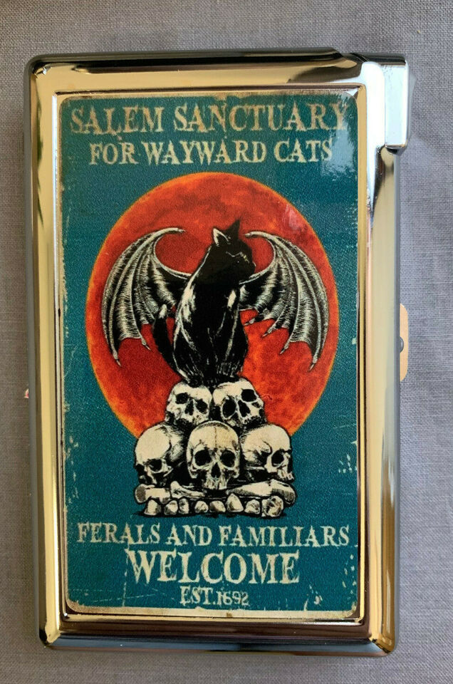 Salem Sanctuary For Wayward Cats 100's Size Cigarette Case with lighter Wallet - $21.73