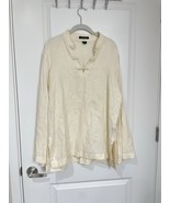 Lauren Ralph Lauren 100% Linen pale yellow Tunic top long sleeve size L - $46.64 CAD