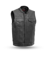 Men&#39;s Bike Apparel Leather Ultra Soft Sharp Shooter Motorcycle Vest - £125.70 GBP+